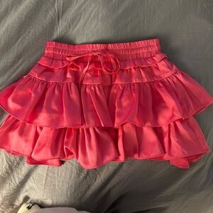 Pink satin day+moon skirt
